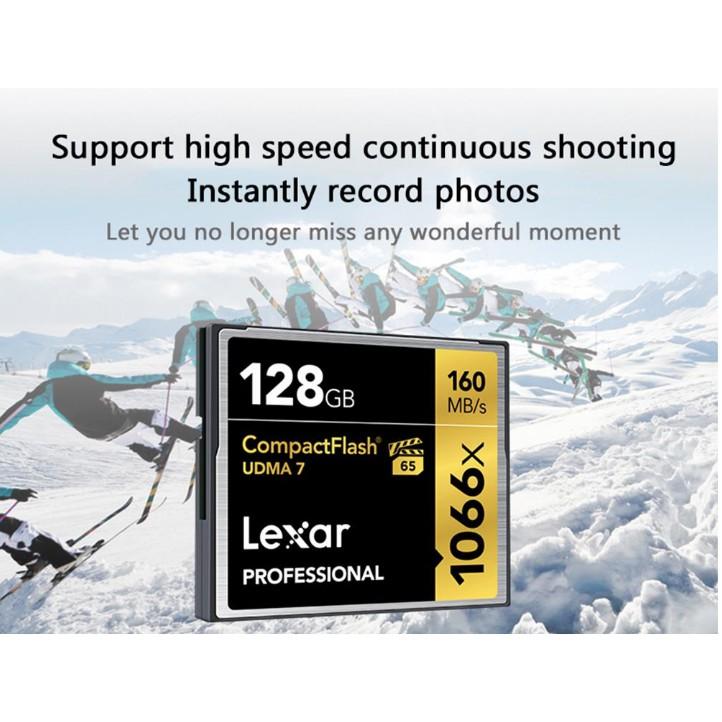 Thẻ nhớ CF Lexar 128GB Pro 1066X 160MB/s - cho máy ảnh chuyên nghiệp, tốc độ cao (Đen, Vàng) - Hàng Chính Hãng