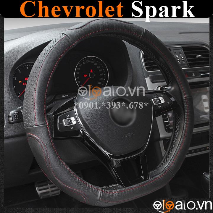 Bọc vô lăng D cut xe ô tô Chevrolet Spark volang Dcut da cao cấp - OTOALO