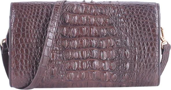 Túi Đeo Chéo Nữ Da Cá Sấu Huy Hoàng HT6231 (14.5 x 24.5 cm) - Nâu Đất