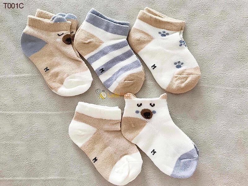  set 5 đôi tất thu đông kid sock cho bé trai bé gái từ 1 -3 tuổi 