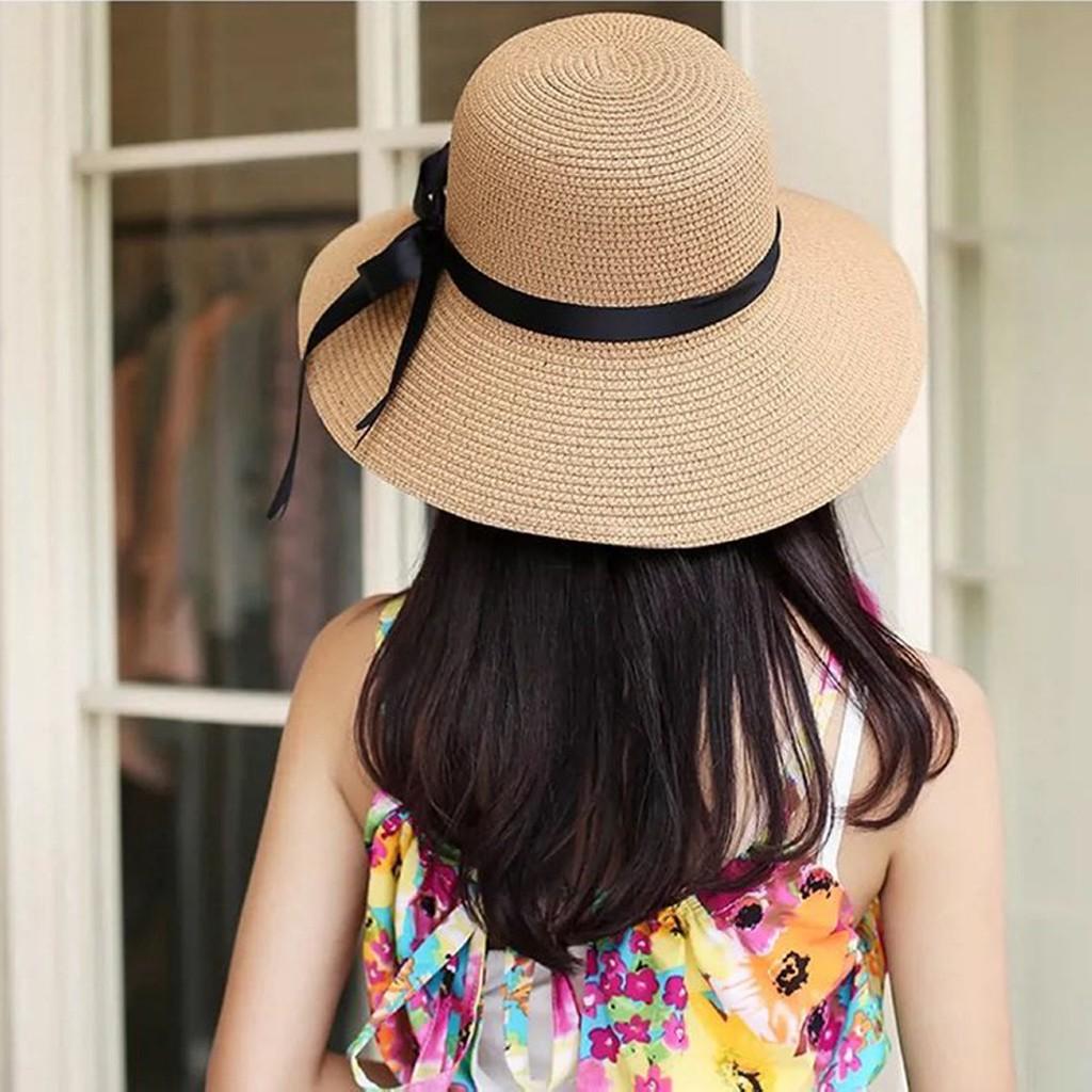 Mũ cói rộng vành, nón cói đi biển, dã ngoại thời trang cho nữ