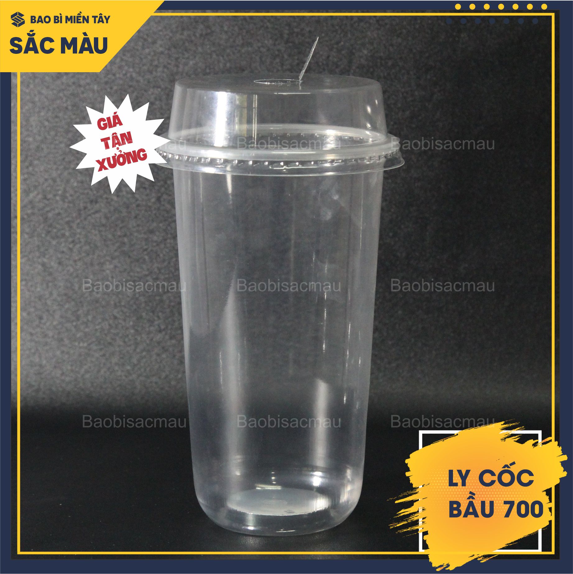 Sỉ 50 cốc nhựa/ ly nhựa đáy bầu 700ml kèm nắp