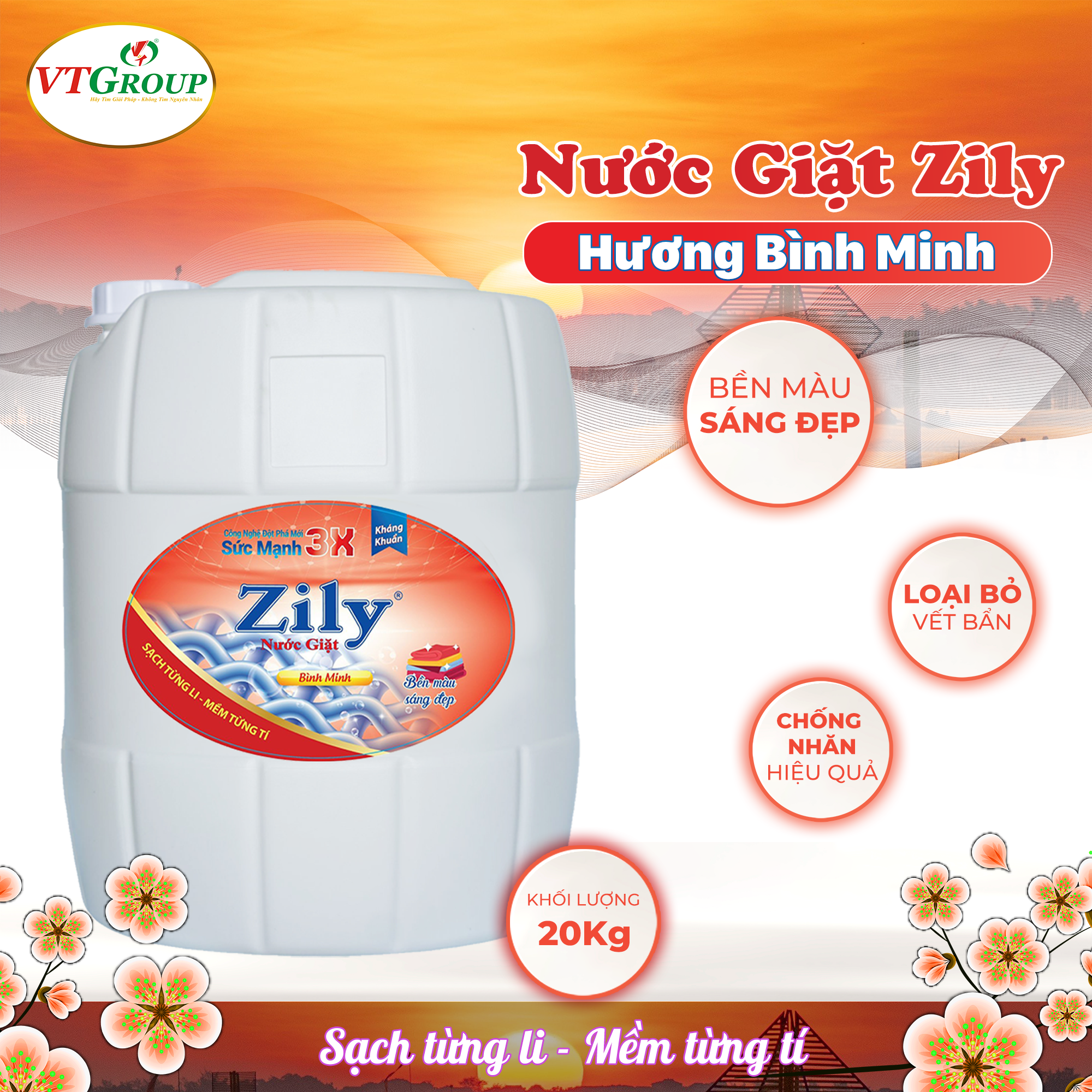 Nước giặt Zily can 20kg (Can) - Tặng 1 can xả vải 5kg biển tình