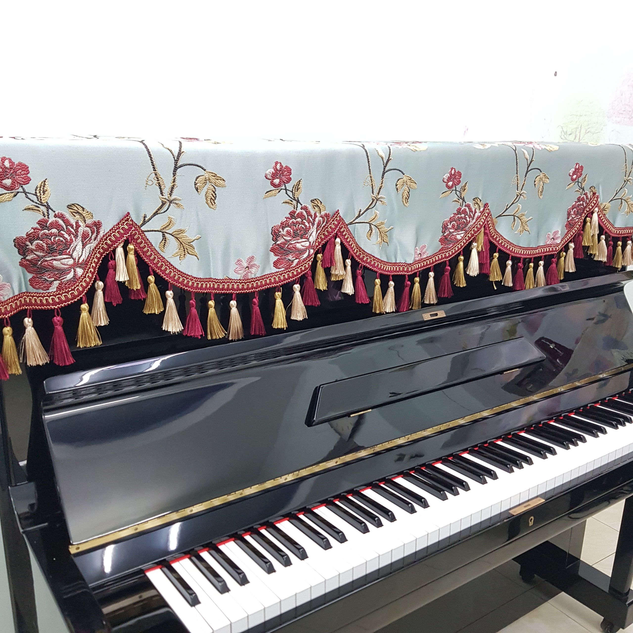 Khăn phủ đàn Piano Hoa Hải Đường cao cấp