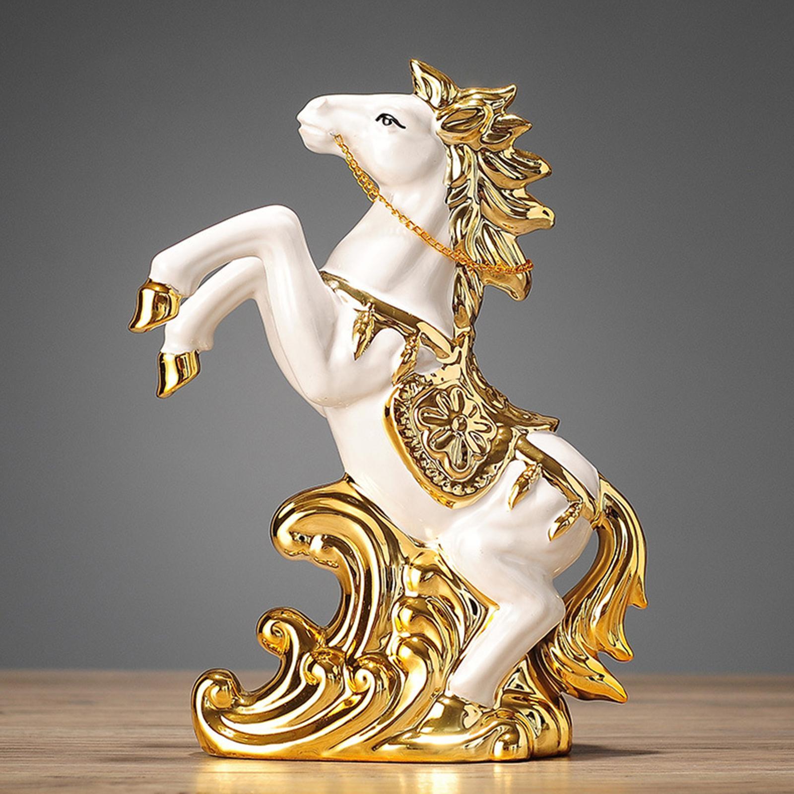 Ceramic Horse Statue Art Craft Horse Ornament for Home Shelf Decoration