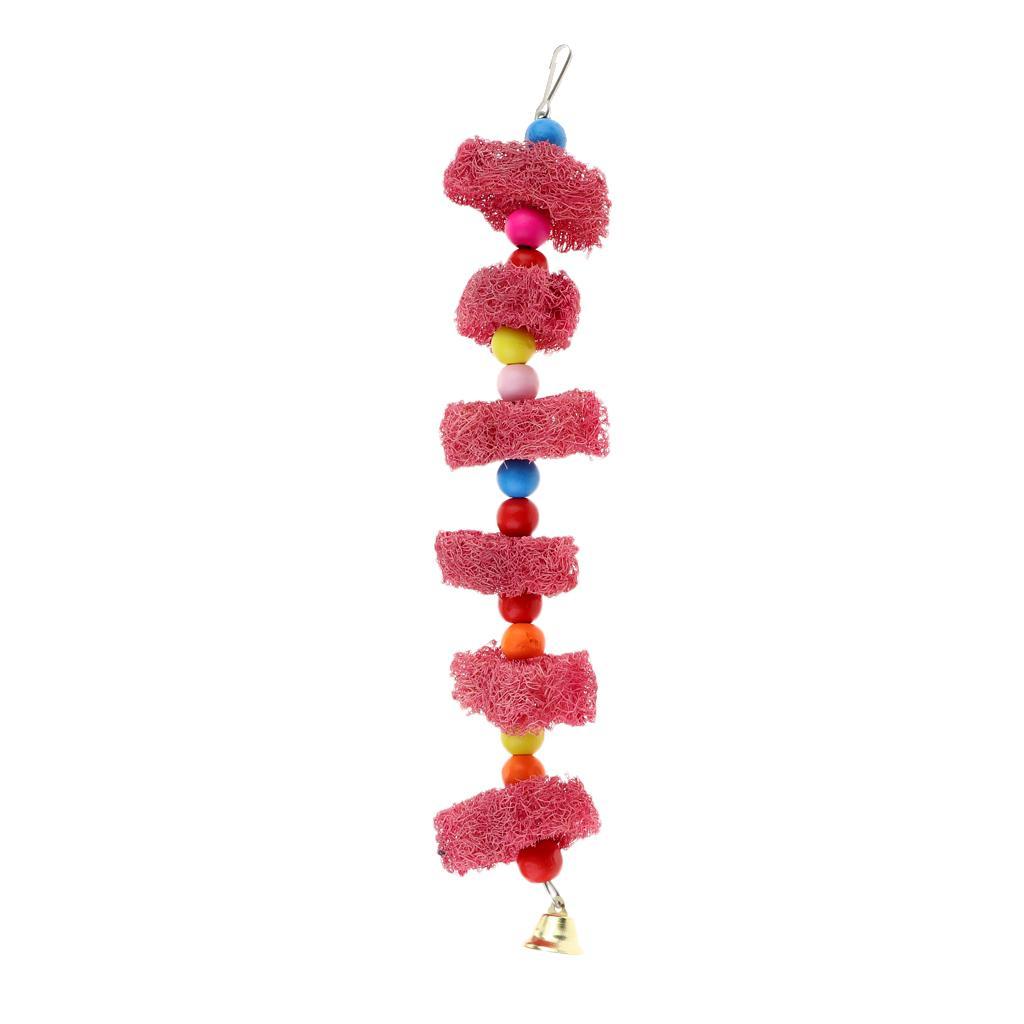 Pet Bird Cage Swing Perches Stand Platform Chew Climb Bell Toy