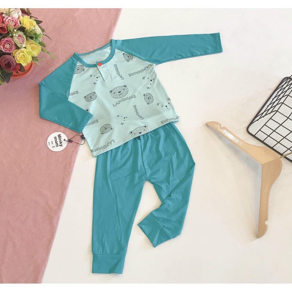 Đồ Bộ Bé Trai, Bé Gái Minky Mom Vải Thun Lạnh Bộ Dài Tay Cho Bé Mặc Nhà Bộ Quần Áo Trẻ Em