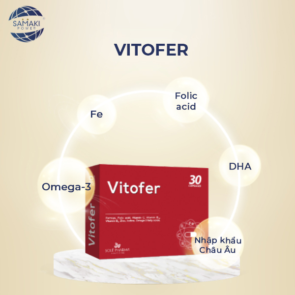 Vitofer viên uống bổ sung sắt cho bà bầu - Hộp 2 vỉ x 15 viên