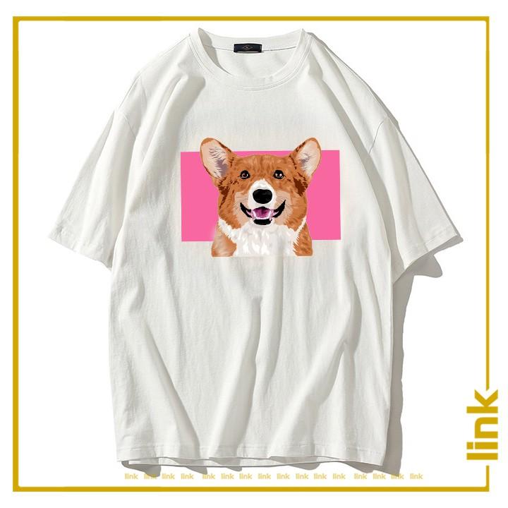 Áo thun nữ CHÓ CORGI đáng yêu tay lỡ unisex