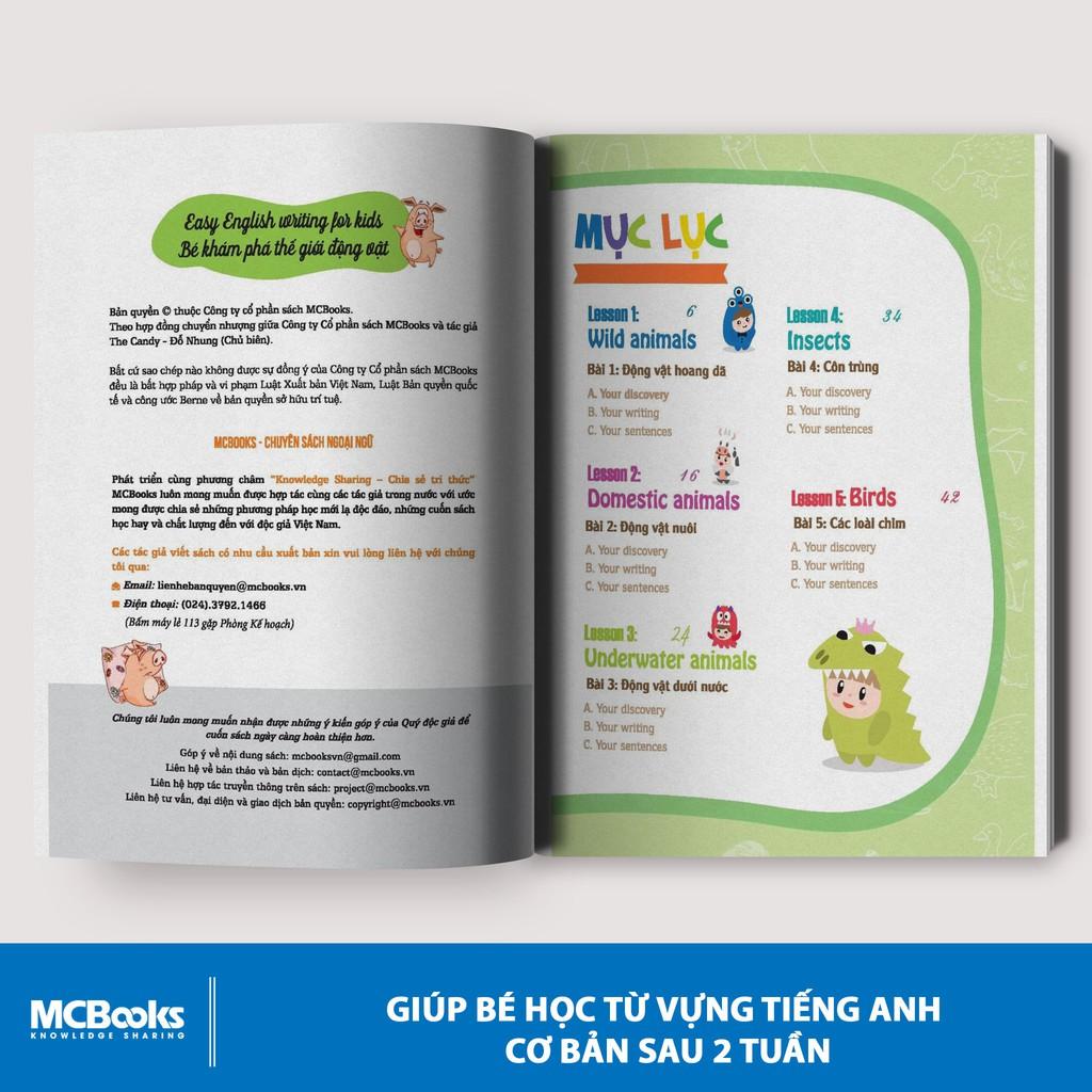 Sách - Easy English writing for kids - Bé khám phá thế giới động vật ( tặng kèm bookmark sáng tạo )