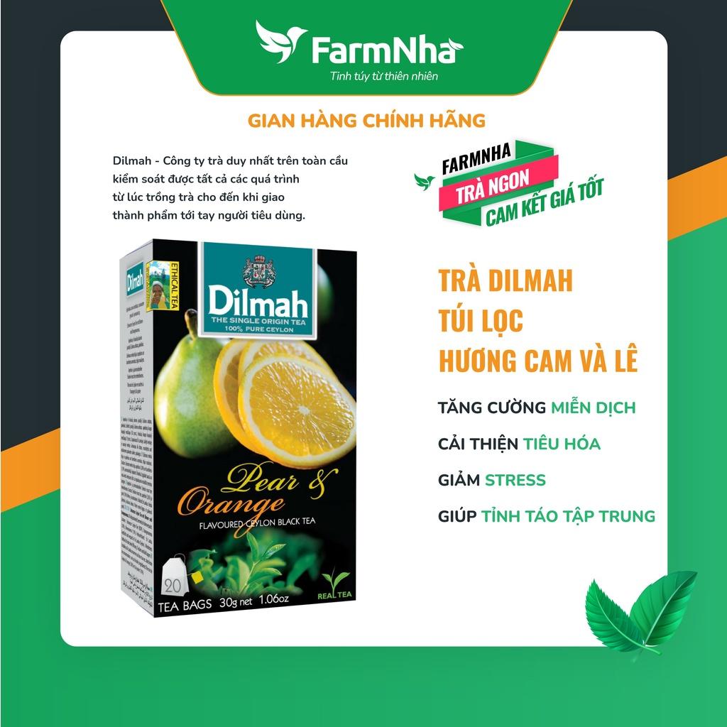 Trà Dilmah Pear &amp; Orange (Hương Cam Lê) 30g 20 túi x 1.5g - Tinh hoa trà Sri Lanka