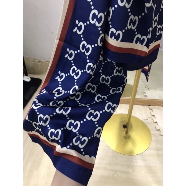 Bộ pijama lụa latin tay dài Cao Cấp - Bộ đồ ngủ GC Xanh thoáng mát, sang chảnh