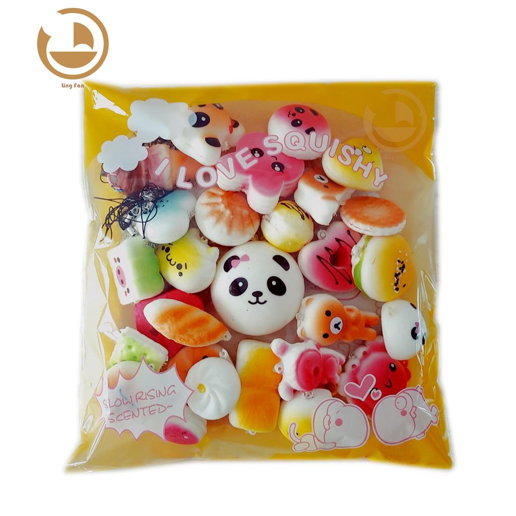 30 móc khóa squishy dẻo hình dáng ngẫu nhiên
