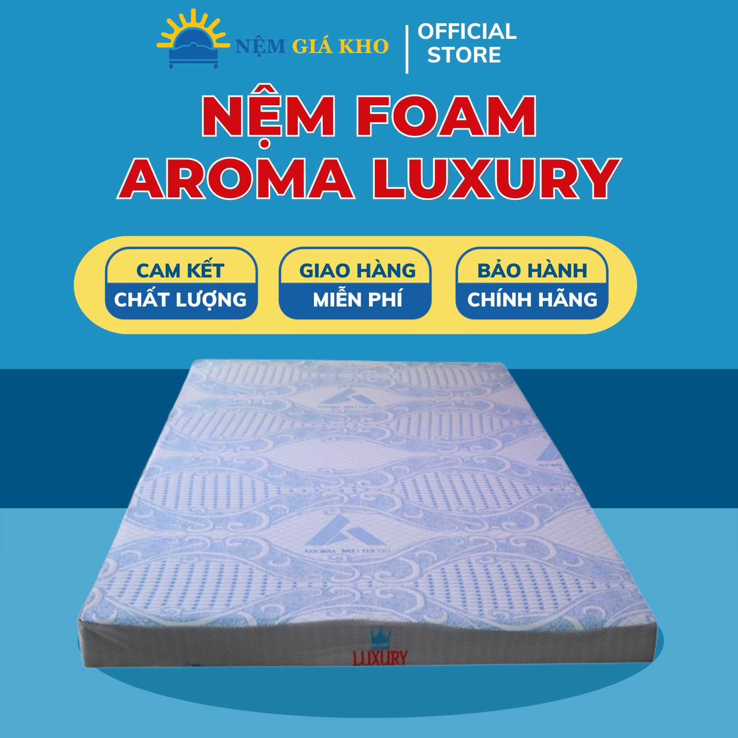 Nệm Foam Aroma Luxury Độ Đàn Hồi Cực Tốt Độ Bền Cao Thấm Hút Mô Hôi Mang Lại Vẻ Sang Trọng Cho Phòng Ngủ