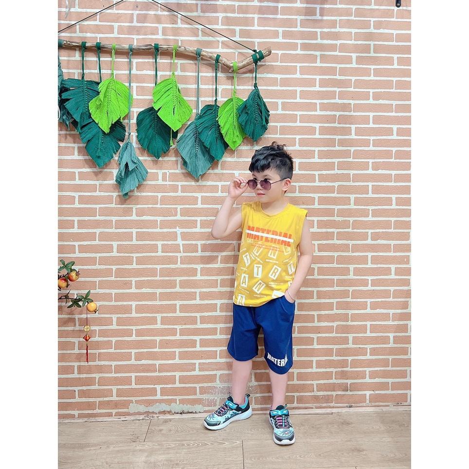 Bộ sát nách bé trai phối chữ Marterial size 24 - 52 kg