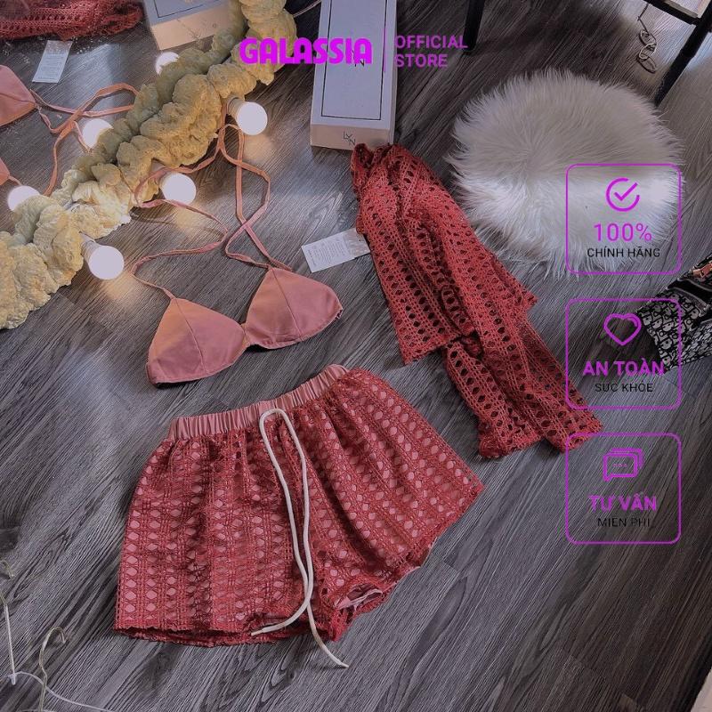 Đồ bơi nữ 3 món kín đáo set bikini ren thời trang đi biển sexy siêu đẹp GALASSIA