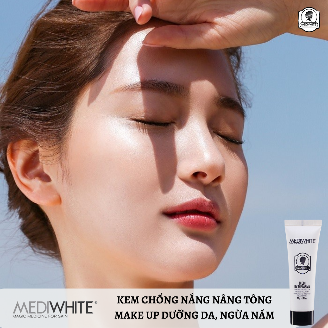 Kem chống nắng nâng tông Medi White mỏng nhẹ bảo vệ da khỏi kích ứng ngừa nám da và tàn nhang