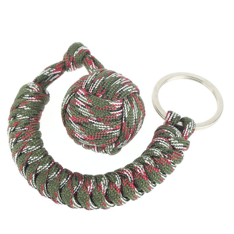 1 PC Monkey Fist Outdoor Hiking Travel Security Military Keychain Steel Ball Great M8