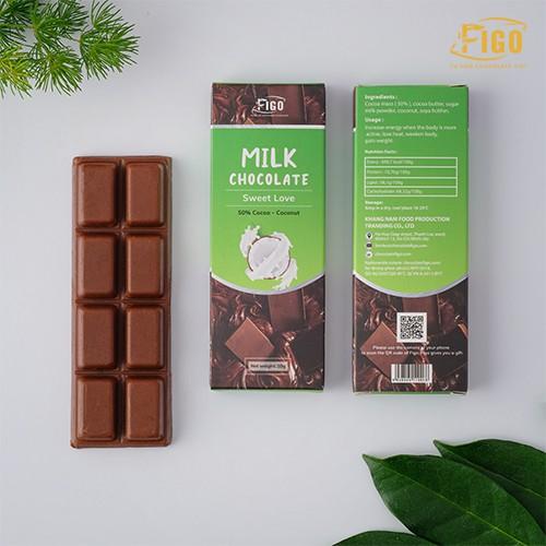 Bar 20gr- Milk Chocolate, Kẹo Socola sữa 50% Cacao nhân Hạt điều giòn tan ngay trong miệng, chất lượng