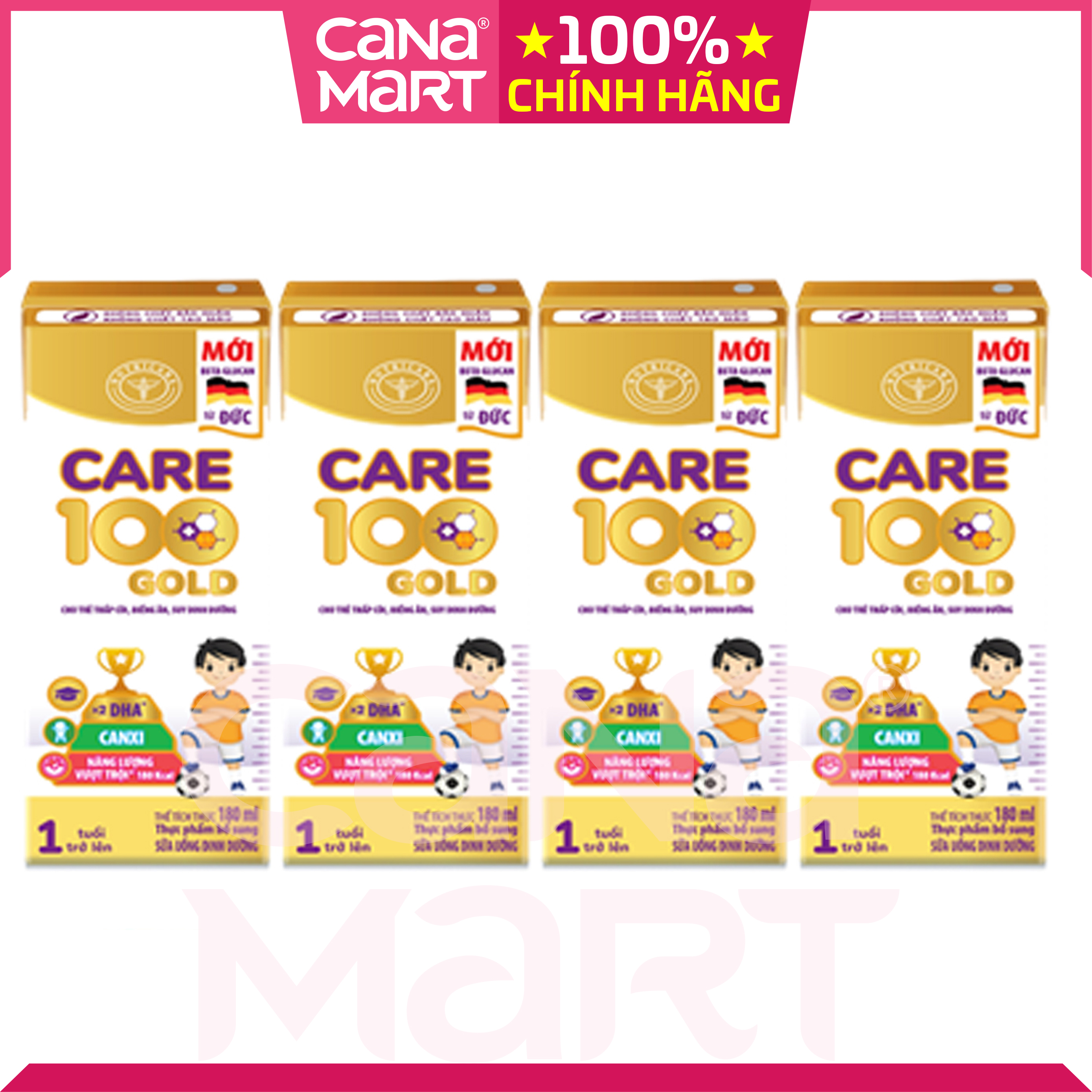 Thùng sữa nước pha sẵn Nutricare Care 100 GOLD cho trẻ thấp còi, biếng ăn từ 1 tuổi