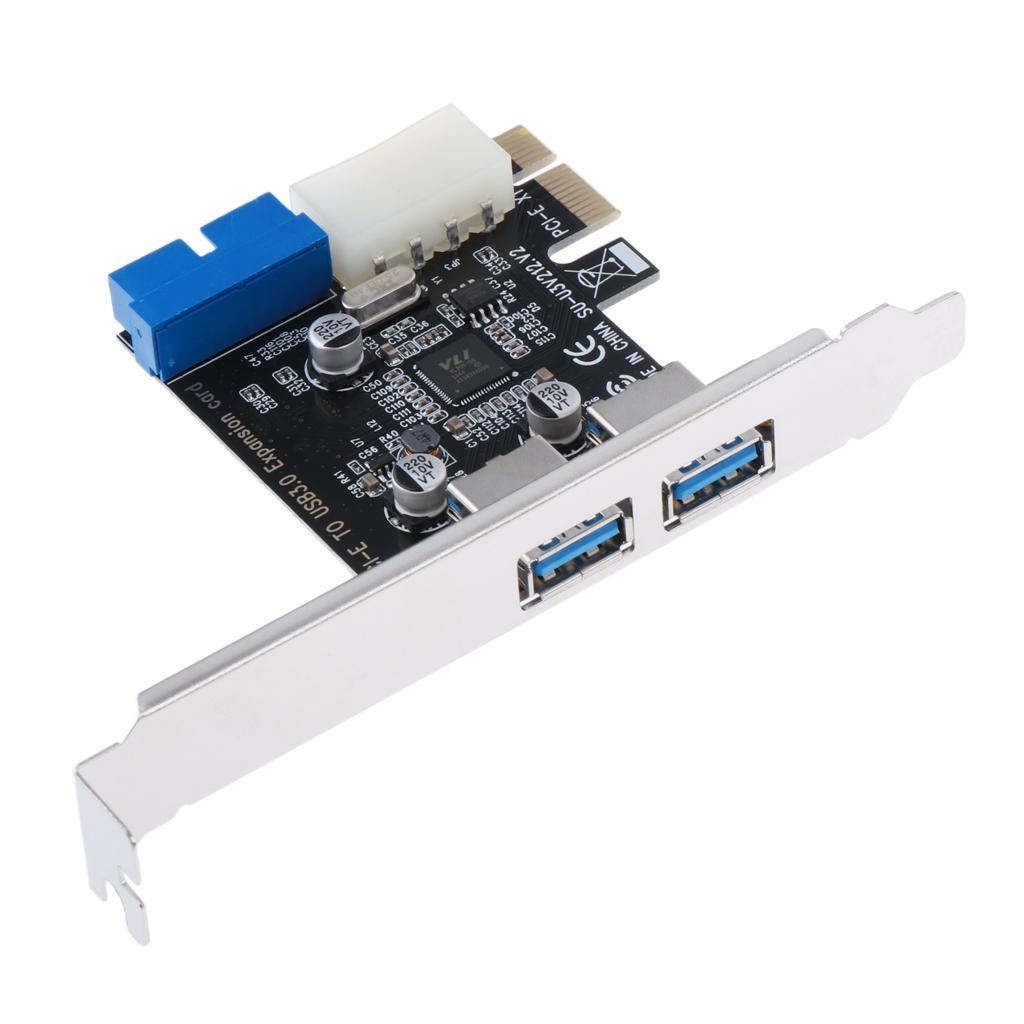 2x PCI-E to 2 Ports Dual USB Express Expansion Card Converter 19 Pin Header