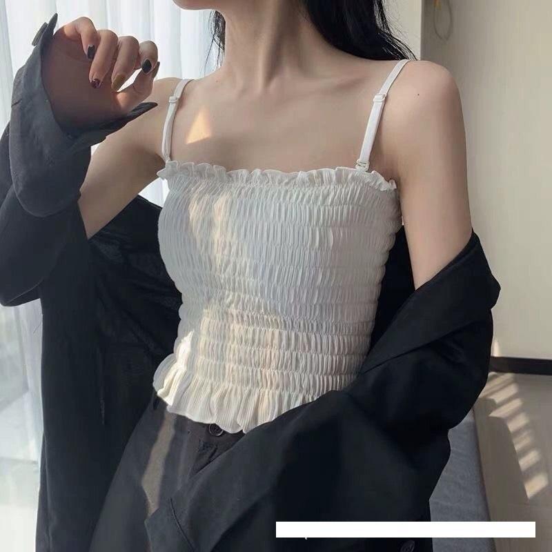 Áo Bra croptop nhún QUAI CÓ THỂ ĐIỀU CHỈNH, có mút ngực0.5cm dời, quai dời có thể điều chỉnh Hot trend, co giãn, nhiều màu để chọn lựa cho nữ Women Thun Dáng Ngắn
