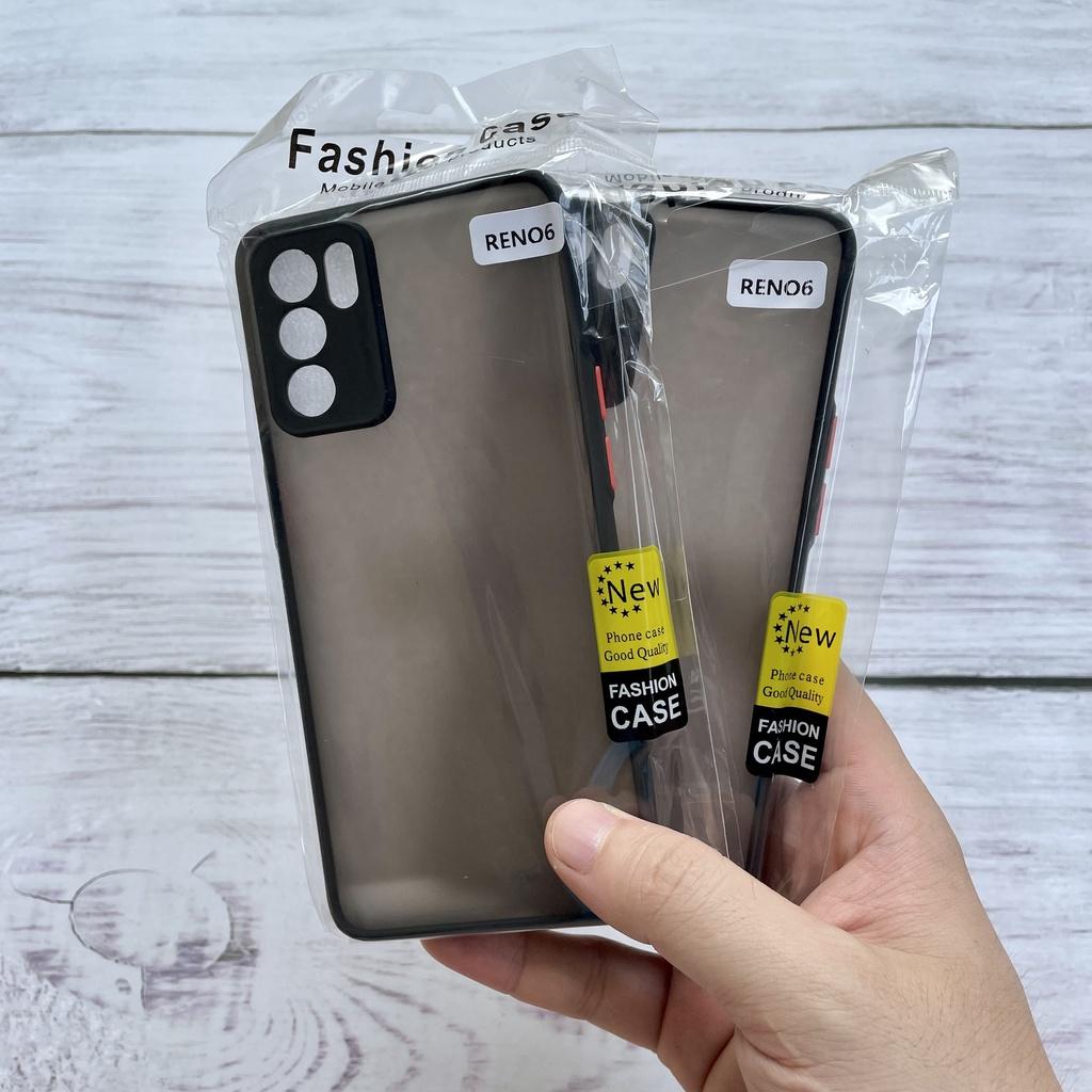Ốp lưng cứng nhám mờ viền silicon bảo vệ camera cho Oppo Reno 6 5G