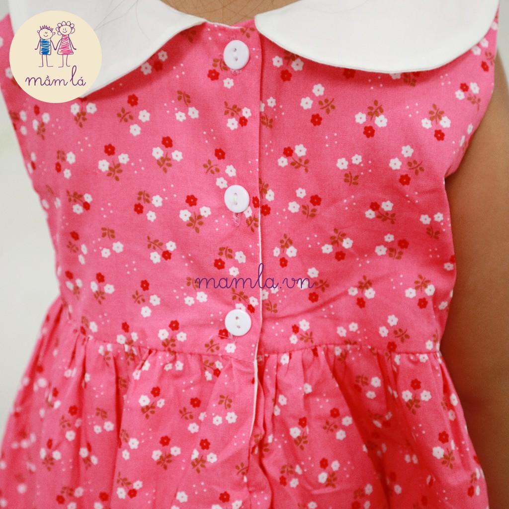 Váy Sara hoa baby trắng nền hồng OliRiver 2Y-6Y