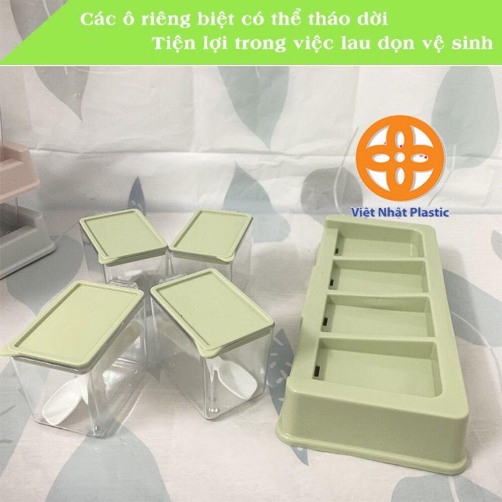 BỘ 4 HỘP NHỰA ĐỰNG GIA VỊ VIỆT NHẬT - LỌ ĐỰNG GIA VỊ 4 NGĂN