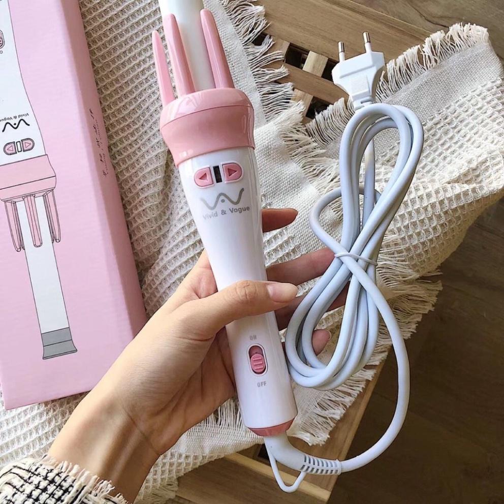 Máy uốn tóc Fullbox chính hãng lược điện làm xoăn xoay tự động ViVo 3 in 1 - Máy uốn tóc xoăn Vivo xoay tự động 360 độ