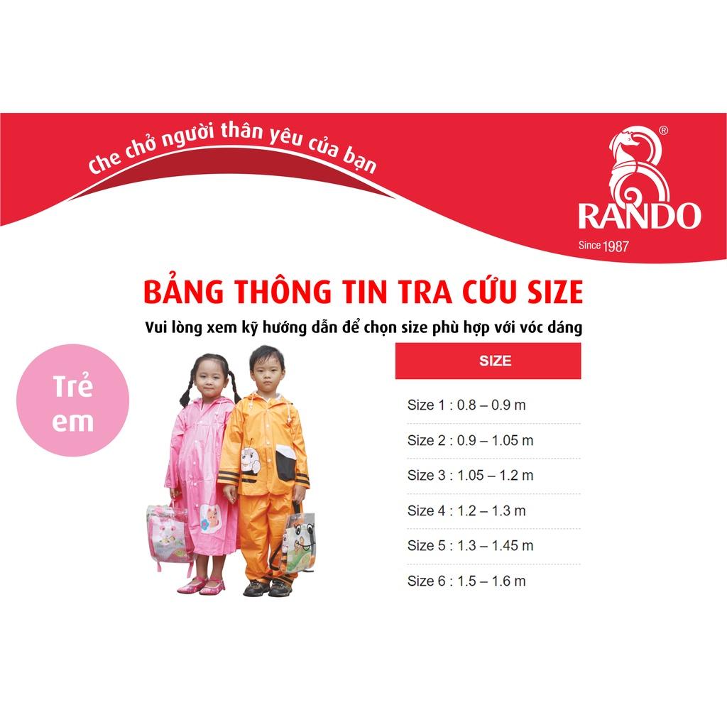 Áo Mưa Bộ Ong Mật Cho Trẻ Em, RANDO Chính Hãng, Nhựa Cao Cấp An Toàn Sức Khỏe, Quần Áo Đi Mưa Bé Trai, Bé Gái