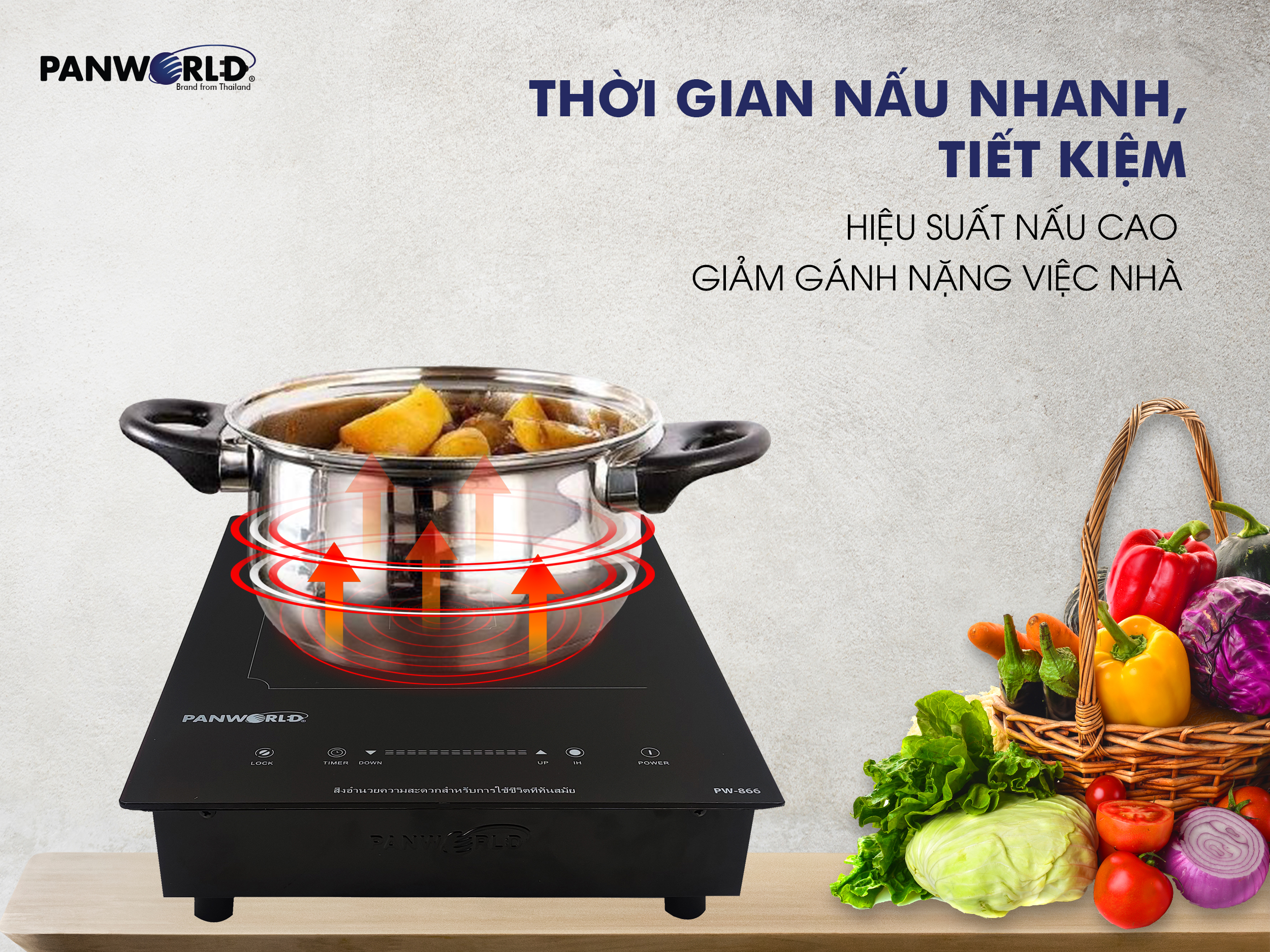 Bếp điện từ âm Panworld PW-866 nhập khẩu Thái Lan - Hàng chính hãng