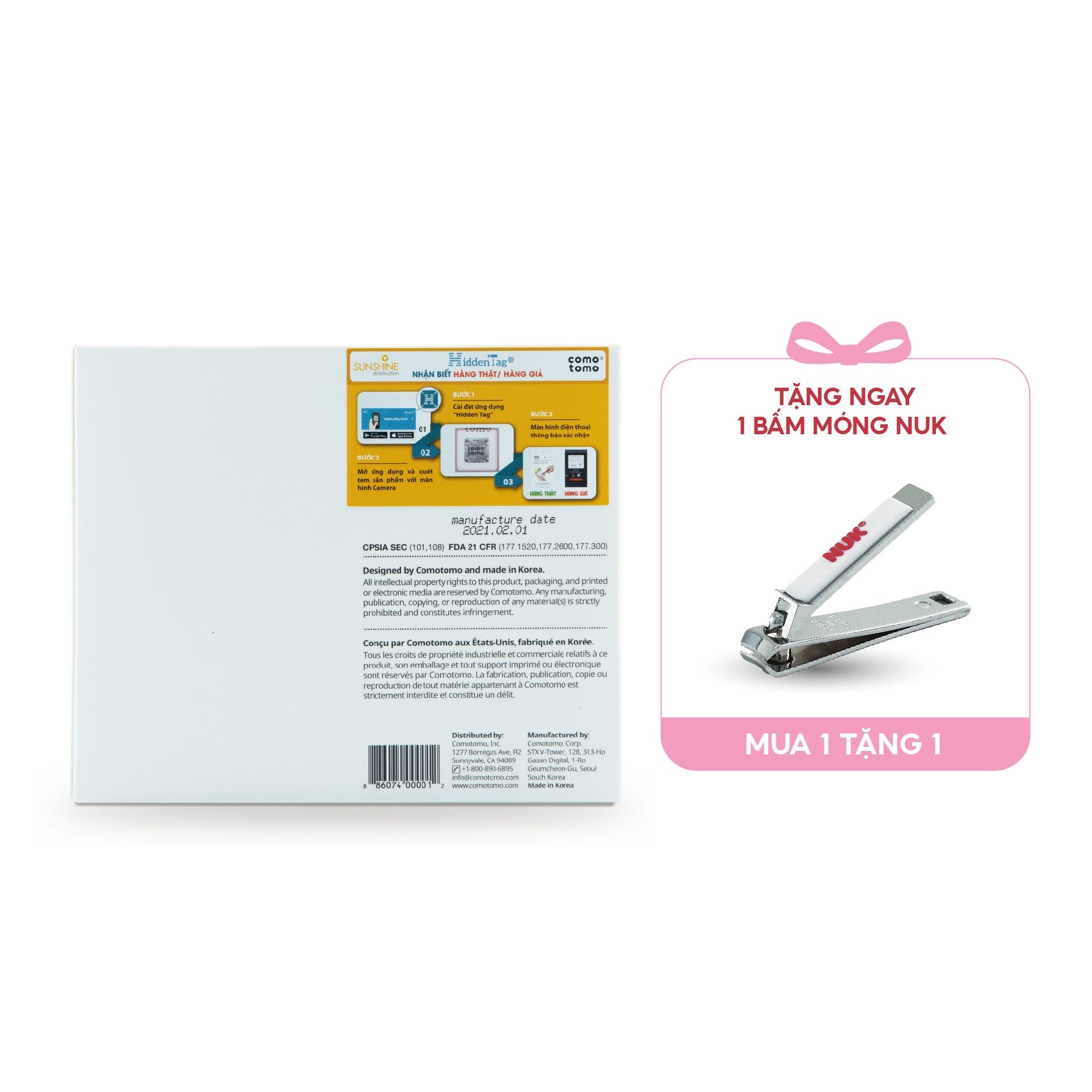 Bộ hai bình sữa silicone Comotomo 150ml - Xanh Tặng Bấm móng sơ sinh NUK