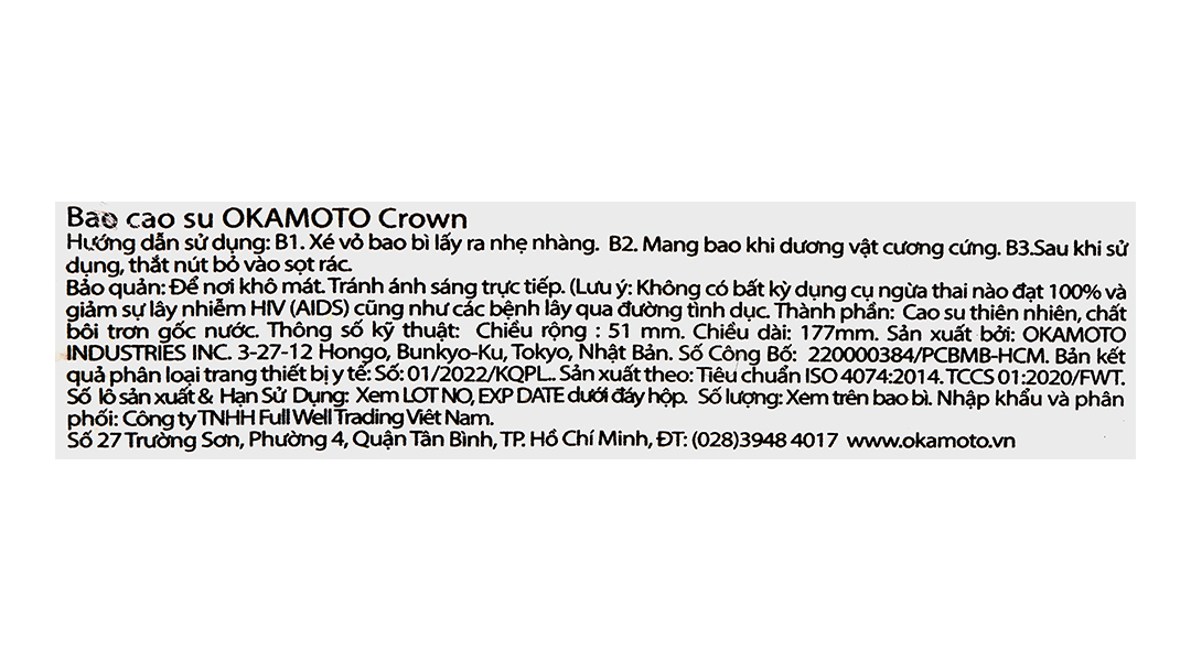 Bao Cao Su Okamoto Crown (Hộp 10 Gói)