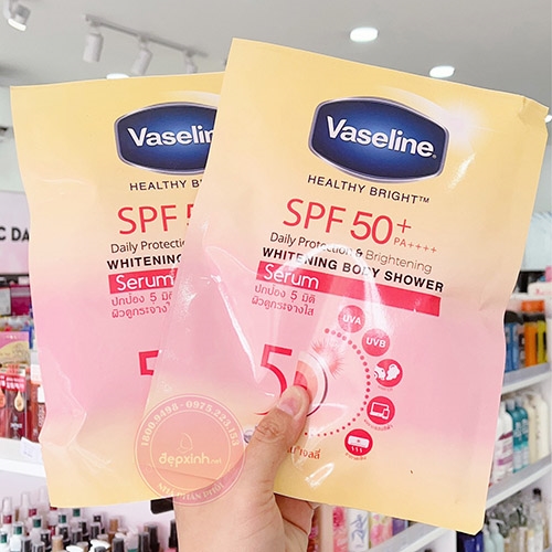 Kem tắm trắng sáng da Vaseline Health Bright Whitening Body Shower 120gr - Thái Lan (không xuất hóa đơn đỏ )