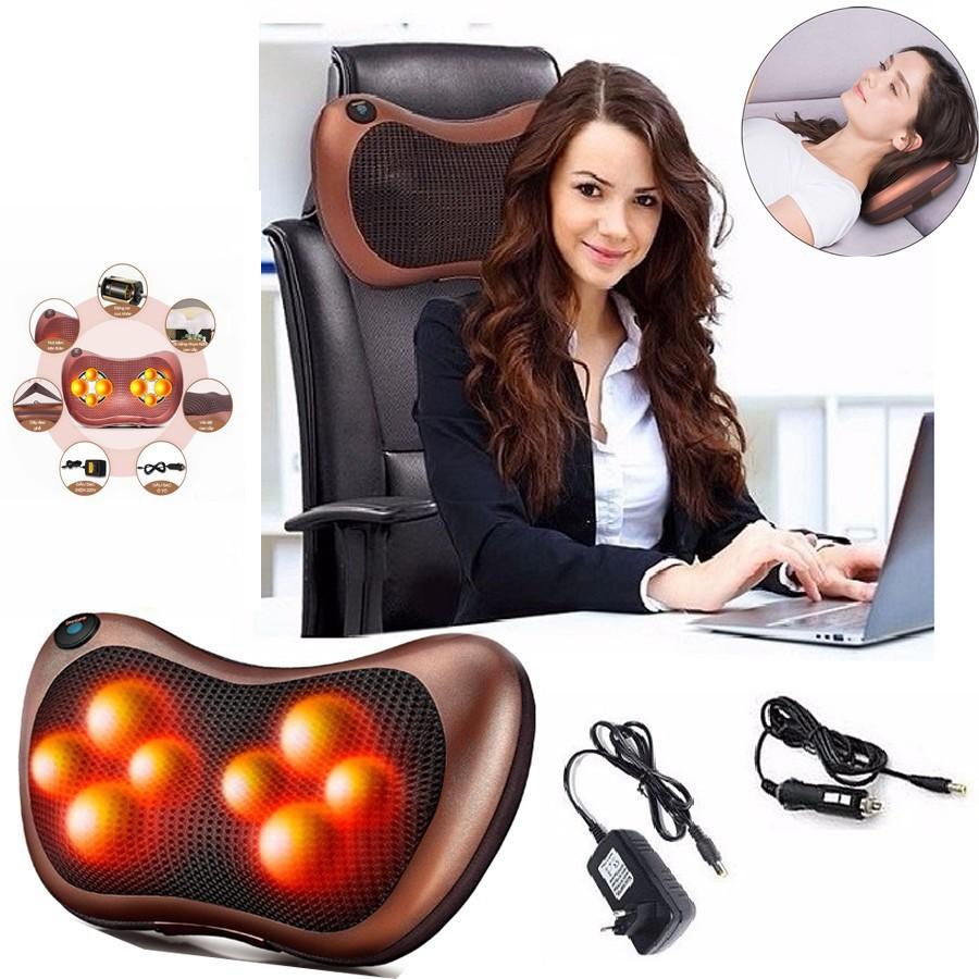 Máy Massage Cổ, Gối Massage Cổ Hồng Ngoại 8 Bi Xoay Đổi Chiều Hàn Quốc