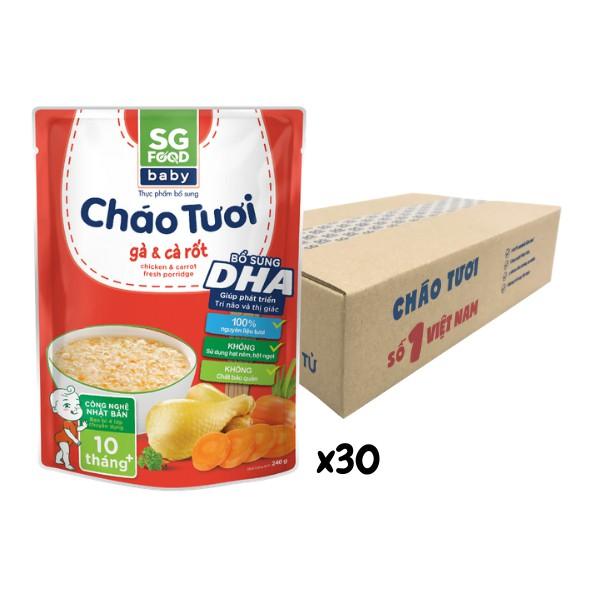 Thùng cháo tươi Baby Sài Gòn Food Gà &amp; Cà rốt 240g x30 gói