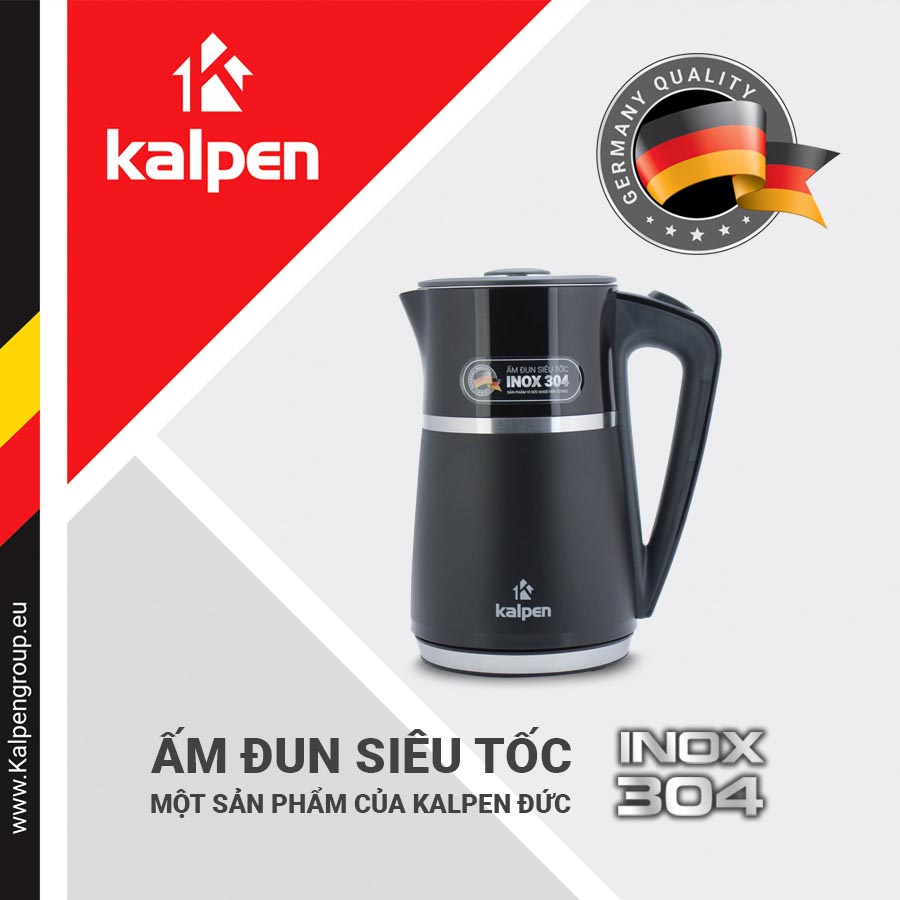 Ấm đun nước siêu tốc 3 lớp Inox 304 Kalpen KK33 dung tích 1.7L công suất 2200W - Hàng chính hãng