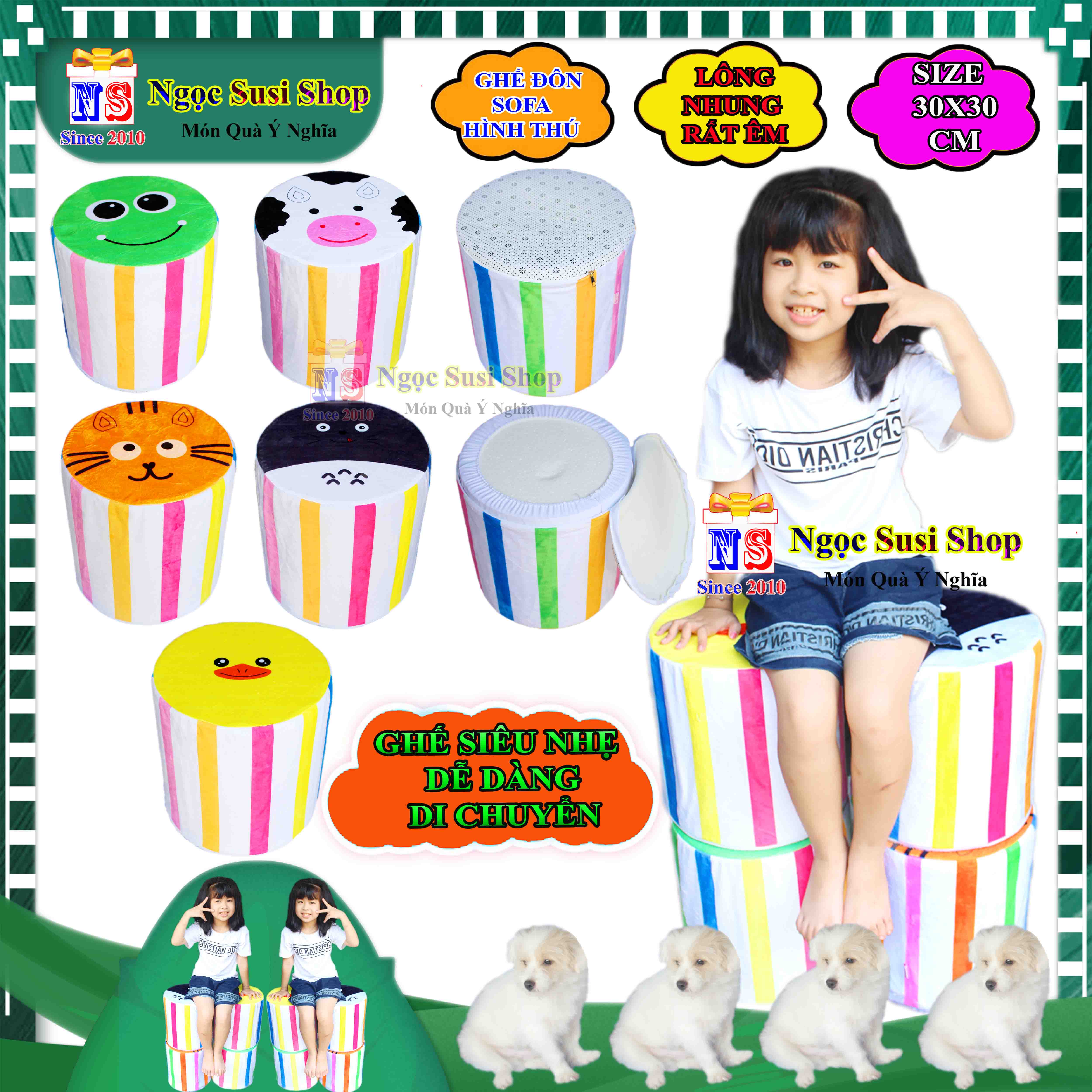 GHẾ ĐÔN GHẾ SOFA HÌNH THÚ BỌC NHUNG SIÊU NHẸ RẤT ÊM SIÊU ĐẸP - DÙNG TRANG TRÍ DECOR SHOP PHÒNG KHÁCH