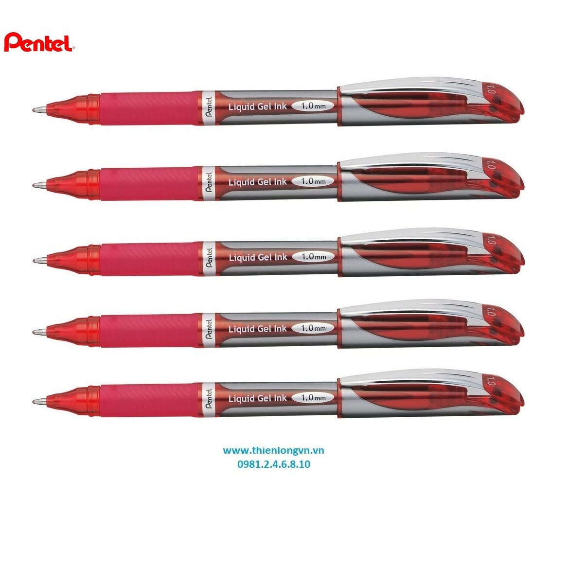 Combo 5 Bút ký nước energel Pentel BL60 mực đỏ ngòi 1.0mm