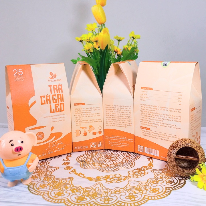 Trà Cà gai leo Thái Hưng - Thải độc gan, mát gan, giải rượu - Hộp 25 túi lọc 5g