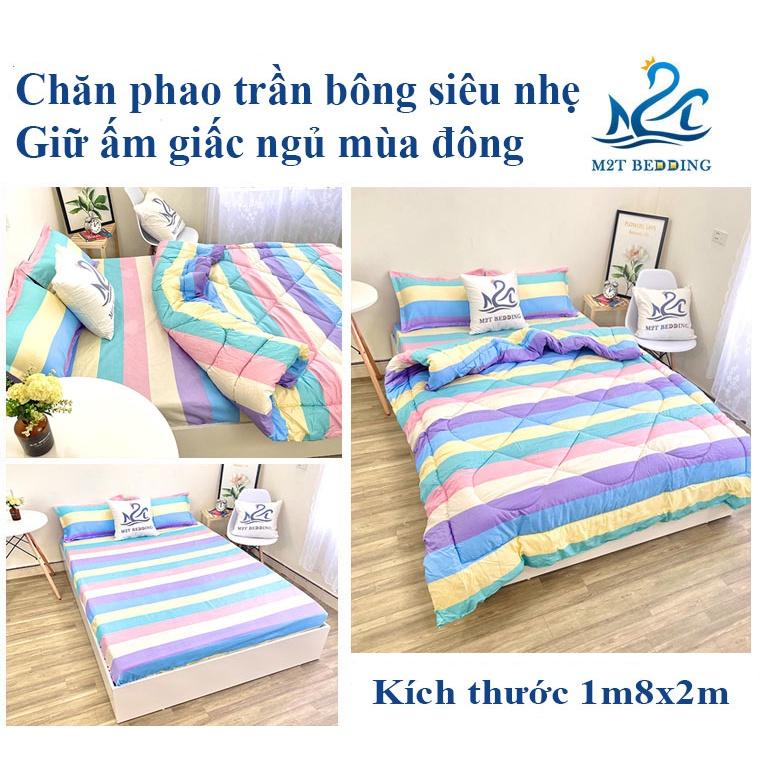 Chăn phao trần bông siêu nhẹ, mền cotton poly họa tiết đáng yêu kích thước 1m8x2m