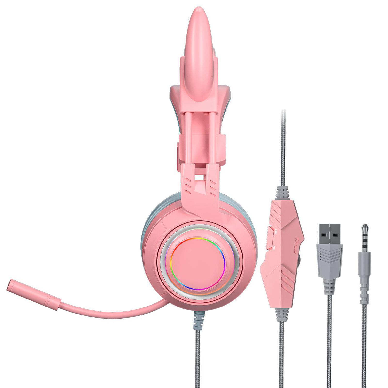 Wired Gaming Headset, Lighting with Ear Headphones for Laptop Desktop