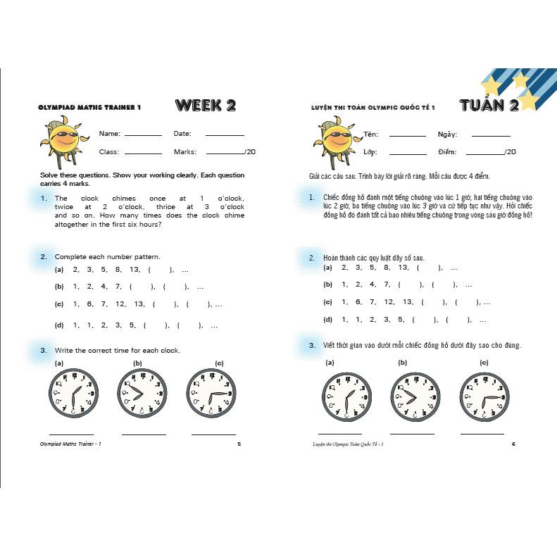 Sách Đánh Thức Tài Năng Toán Học 1, Luyện thi Olympic Toán quốc tế 1 - Á Châu Books (Bộ 2 cuốn, 7 - 8 tuổi )