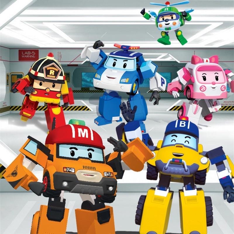 Bộ 6 xe biến hình Robocar Poli phim hoạt hình Poli và những người bạn