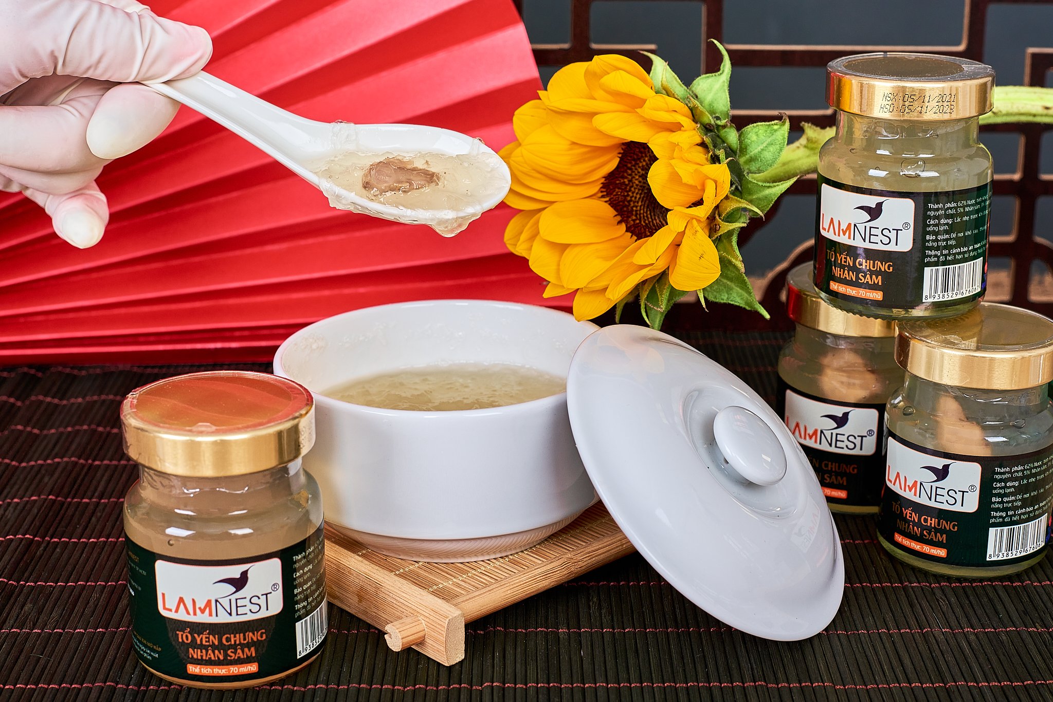 Combo 3 hủ yến chưng NHÂN SÂM 28% yến ĐẬM ĐẶC bổ dưỡng - Lamnest