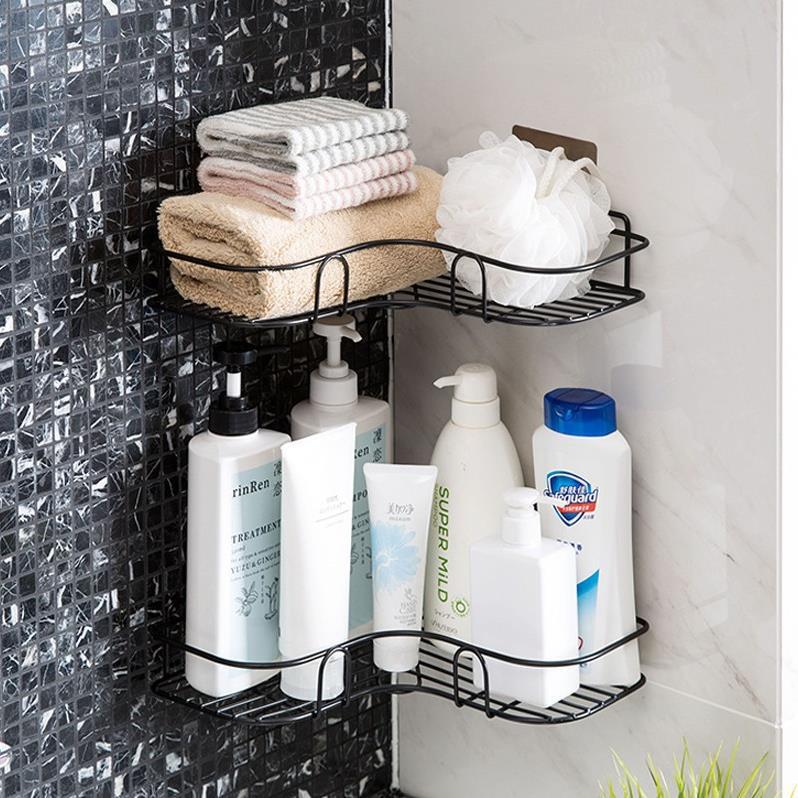 KỆ SẮT DÁN GÓC TƯỜNG ĐA NĂNG _ KỆ ĐỂ ĐỒ NHÀ TẮM, NHÀ BẾP DÁN TƯỜNG - Kho Sỉ Nhật Minh