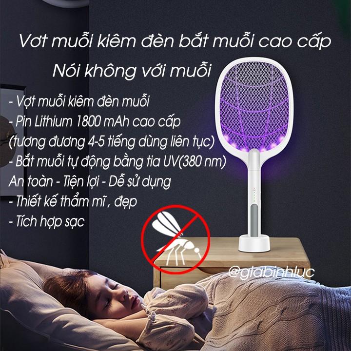 Vợt muỗi kiêm đèn bắt muỗi tự động 2in1 chính hãng, tích điện 1200mAh sạc pin thông minh tiện lợi