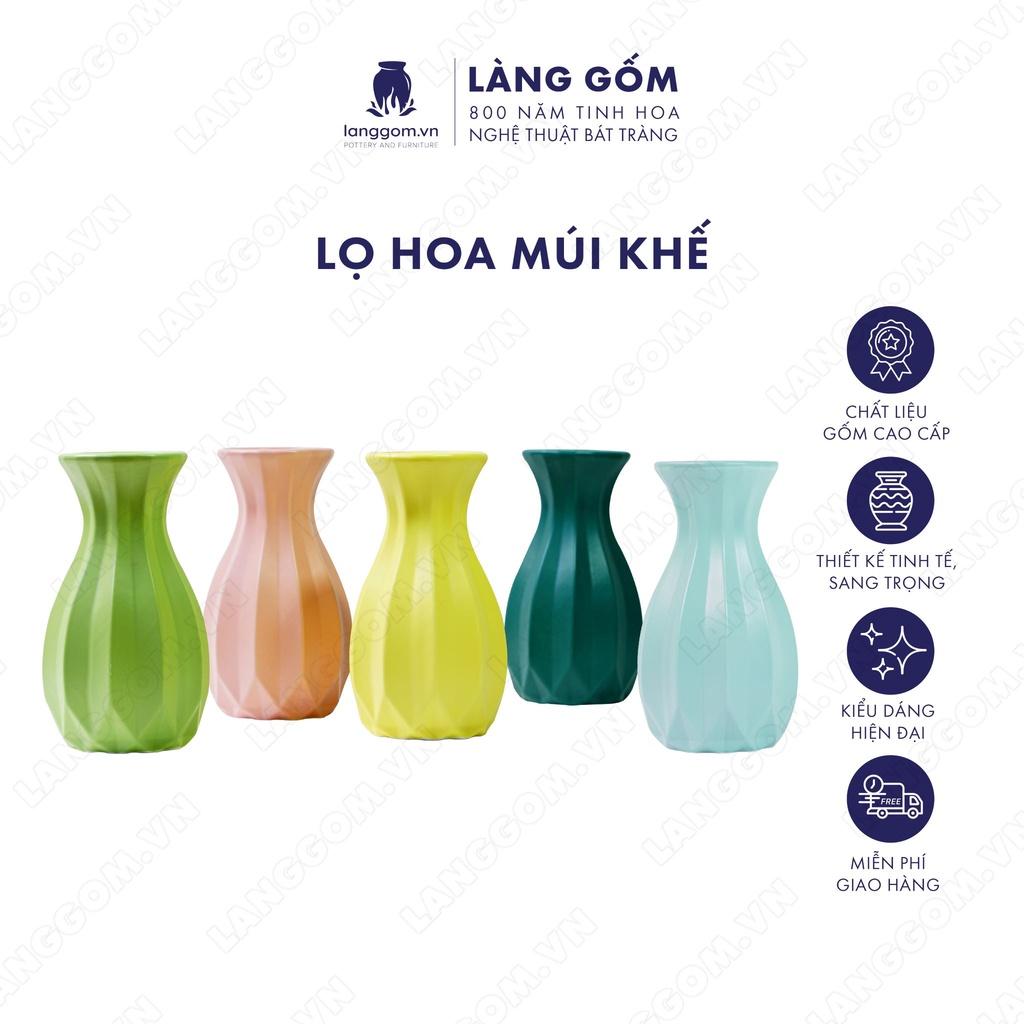 Bình hoa trang trí, Lọ hoa men mát múi khế - Gốm sứ Bát Tràng - langgom.vn