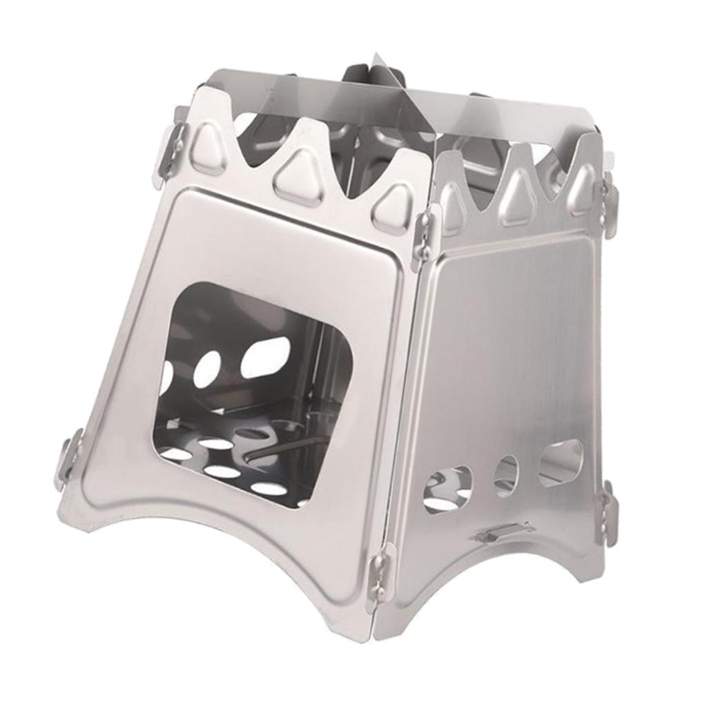 Portable Stainless Steel Camping Hiking Wood Stove Charcoal Burner L